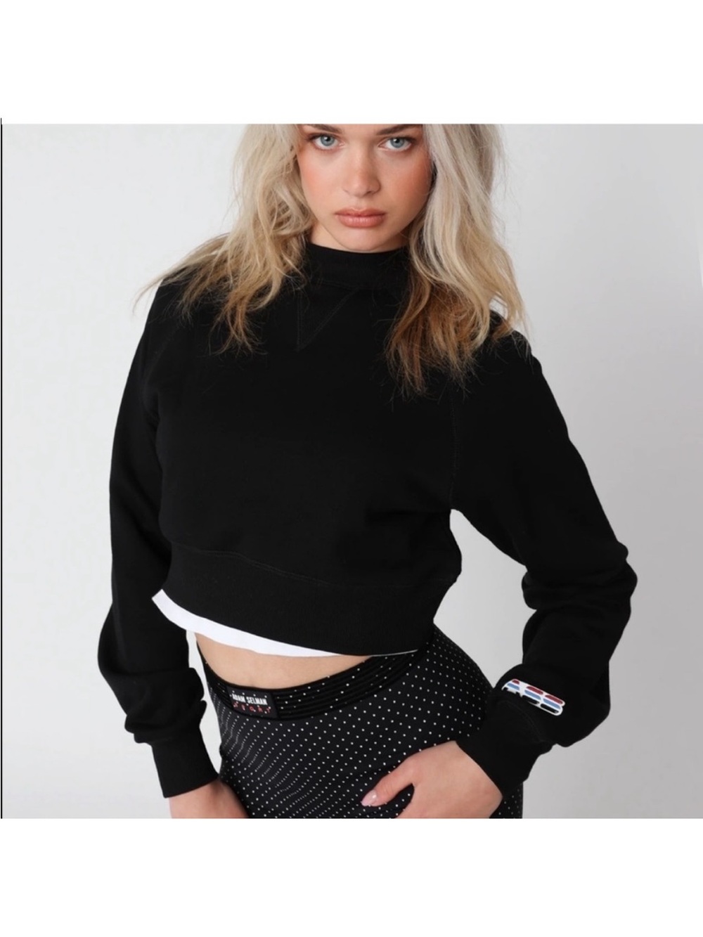 Adam Selman Sport Cropped crop long sleeve sweatshirt Top Small s black logo